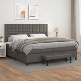 The Living Store Box spring postelja z vzmetnico siva 200x200 cm umetno usnje - Box Spring Postelja, (21516700) Cene