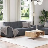  Dvodijelni set sofa s jastucima, tamno sivi baršun | Shoptok.si
