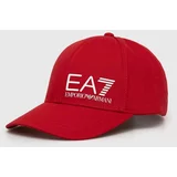 Ea7 Emporio Armani Bombažna bejzbolska kapa rdeča barva