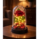  Vječna ruža u kupoli s LED rasvjetom crvena s laticama ruže 14x8cm | shoptok.hr