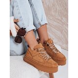 DStreet Sneakersy damskie z futerkiem na platformie kamelowe | shoptok.hr