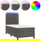  Krevet box spring s madracem LED tamnosivi 80 x 200 cm baršun | shoptok.hr