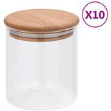 vidaXL Stekleni kozarci s pokrovi iz bambusa 10 kosov 600 ml | Shoptok.si
