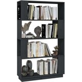  Knjižna omara/pregrada siva 80x25x132 cm trdna borovina, (20705650) | Shoptok.si