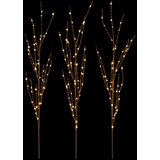  LED bakrena ukrasna božićna grana 3 kom. Smeđa 62 cm Čelik | shoptok.hr