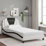  Krevet s madracem bijelo-crni 100 x 200 cm od umjetne kože | shoptok.hr