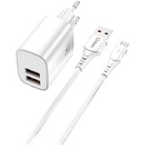 BZ Polnilnik Qcharx Apolo 2,4 A 12 W, 2 vhoda USB + kabel USB na mikro USB, bel, (21580756) Cene