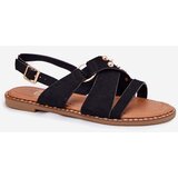 Boto Women's sandals on flat heels with golden studs black Zanira | ePonuda.com