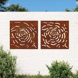  Vrtni zidni ukrasi 2 kom 55 x 55 cm čelik COR-TEN uzorak ruže | shoptok.hr