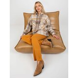 Fashion Hunters Lady's beige plaid shirt with buttons Cene