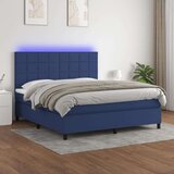  Box spring postelja z vzmetnico LED modra 160x200 cm blago, (20899440) Cene