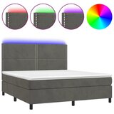  box spring s madracem LED tamnosivi 180x200 cm baršun | shoptok.hr