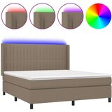  Box spring s madracem LED smeđesivi 160x200 cm tkanina | shoptok.hr