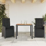  3-dijelni bistro set s jastucima crni od poliratana Crna Dužina stola 90 cm | shoptok.hr