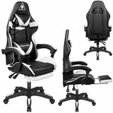 Kruger matz KRUGER&MATZ nastavljiv oblazinjen igralni računalniški stol z oporo za noge GX-150 črno-bel KM0790-BW | Shoptok.si