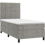 box spring s madracem LED svjetlosivi 100x200 cm baršun | shoptok.hr