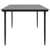  Vrtni blagovaonski stol crni 200x100x74 cm čelik i kaljeno staklo | shoptok.hr