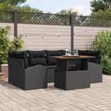 vidaXL 7-delni vrtni jedilni set z blazinami črne poli ratana | Shoptok.si