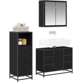 vidaXL Komplet pohištva za kopalnico 3 pcs Črni hrast 80 x 33 x 60 cm | Shoptok.si
