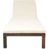 Poli Ležalnik z blazino poli ratan rjav | Shoptok.si