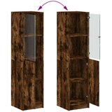 vidaXL Visoka omara s steklenimi vrati dimljeni hrast 35x37x142 cm | Shoptok.si