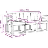 Set vanjskih sofa s jastukom 3 pcs Prirodna i crna | shoptok.hr