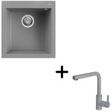  Sudoper Elleci Quadra 102 + slavina C02 Cemento | shoptok.hr