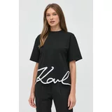 Karl Lagerfeld Bombažna kratka majica črna barva