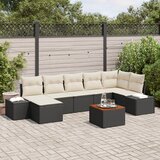 vidaXL Set vrtnih sofa od 8 dijelova s jastučićima Crni Poly Ratan Akacija Cijene