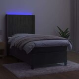  Box spring postelja z vzmetnico LED temno siva 100x200 cm žamet, (20726543) | Shoptok.si