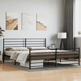 The Living Store Kovinski posteljni okvir z vzglavjem in vznožjem črn 183x213 cm - Posteljni Okvir, (21523740) | Shoptok.si