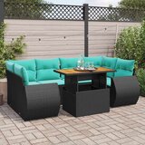 vidaXL Vrtna garnitura - 7-dijelni set vrtnih sofa od poliratana s jastucima crni - Crna sa spremištem 1 | shoptok.hr