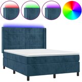  box spring s madracem LED tamnoplavi 140x200 cm baršun | shoptok.hr