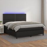 The Living Store Box spring postelja z vzmetnico LED črna 180x200cm umetno usnje - Box Spring Postelja, (21519032) Cene