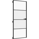 Sobna vrata tanka crna 83 x 201,5 cm kaljeno staklo i aluminij | Eponuda.com