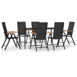  7-dijelni vrtni blagovaonski set od poliratana crno-smeđi | shoptok.hr