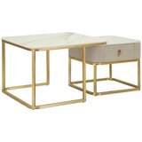 Mauro Ferretti Krem/u zlatnoj boji stolići za kavu u setu 2 kom u mramornom dekoru 50x70 cm Beauty – | shoptok.hr