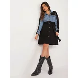 Fashion Hunters Blue and black women's coat with belt