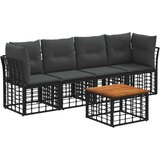  Set vanjskih sofa 5 pcs Crna i tamno siva Poliester - Crna sa stolom | shoptok.hr