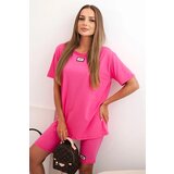 Kesi Włoski Women's cotton set with short sleeves and shorts pink | Shoptok.si