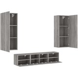  5-dijelni zidni TV elementi siva boja hrasta konstruirano drvo | shoptok.hr