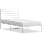 Maison Chic Kovinski Posteljni okvir - Enojna postelja - Postelja za odrasle z vzglavjem bel 90x200 cm, (21694554) | Shoptok.si