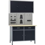 vidaXL delovna klop s tremi stenskimi paneli in eno omarico | Shoptok.si