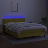 vidaXL Box spring postelja z vzmetnico LED modra 140x200 cm | Shoptok.si