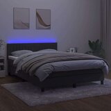  Box spring postelja z vzmetnico LED temno siva 140x190 cm žamet, (20930547) | Shoptok.si
