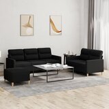  3-dijelni set sofa s jastucima crni od tkanine | shoptok.hr