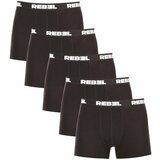 Nedeto 5PACK Men's Boxer Shorts Rebel Black Cene