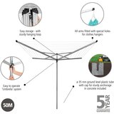 Brabantia Vrtno stojalo za sušenje perila v srebrni barvi 50 m Essential – | Shoptok.si