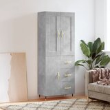 vidaXL Visoka komoda betonsko siva 69,5x34x180 cm inženirski les | Shoptok.si