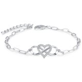 INF Cirkon inity Love Symbol Charm Nastavljiva zapestnica za ženske Silver, (21237837) Cene